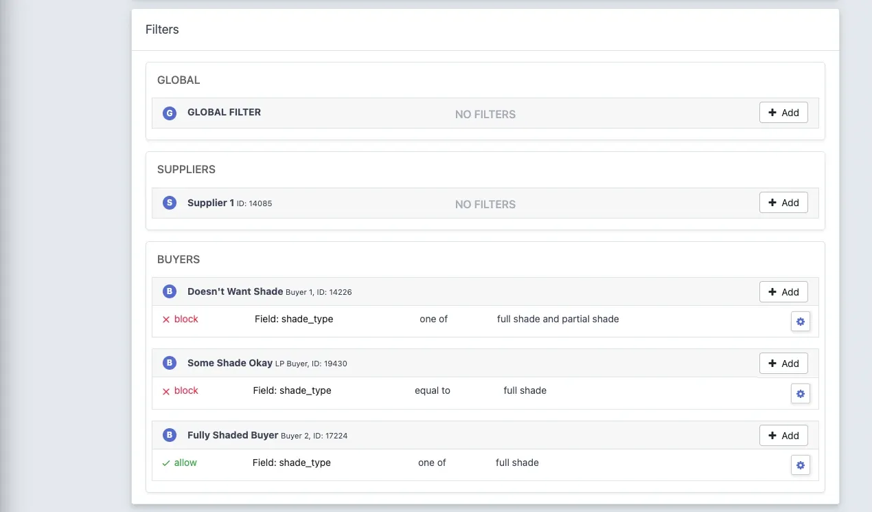 Buyer Filters