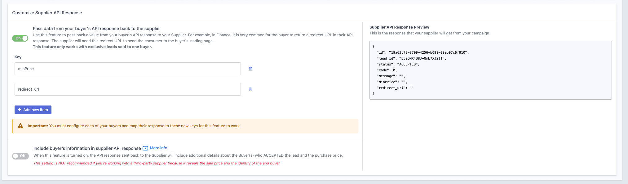 Supplier API Response
